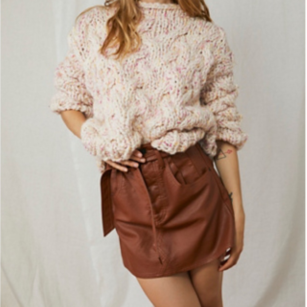 Free People Tan Mini Skirt